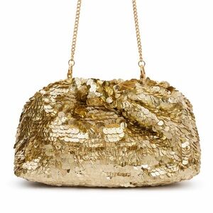 NWT Anthropologie Gold Sequin Evening Bag Glam Chain Strap Party Sparkle Purse